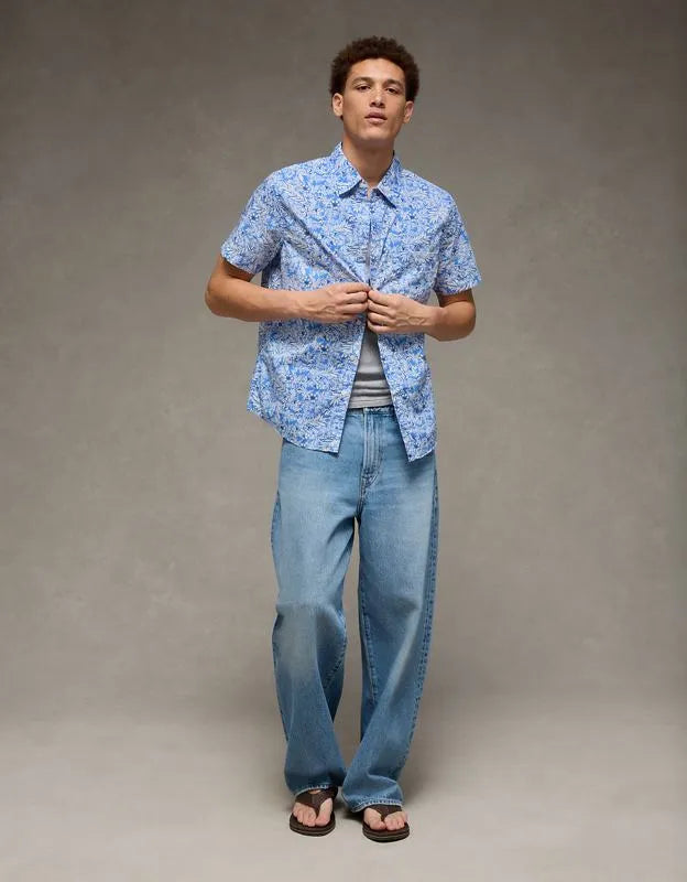 AE Slim Fit Poplin Short-Sleeve Button-Up Shirt