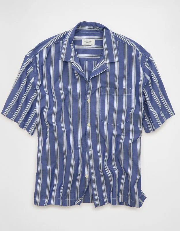AE Relaxed Camp Collar Button-Up Shirt