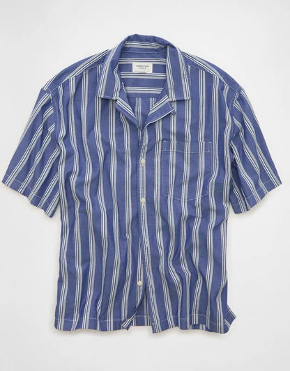 AE Relaxed Camp Collar Button-Up Shirt