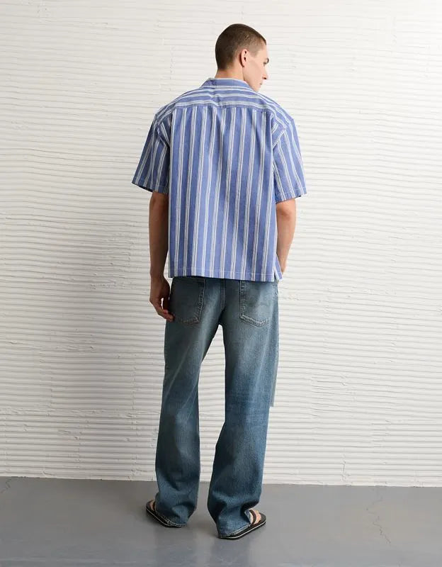 AE Relaxed Camp Collar Button-Up Shirt