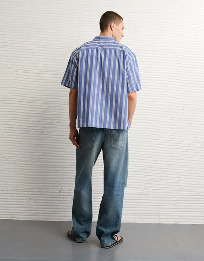 AE Relaxed Camp Collar Button-Up Shirt