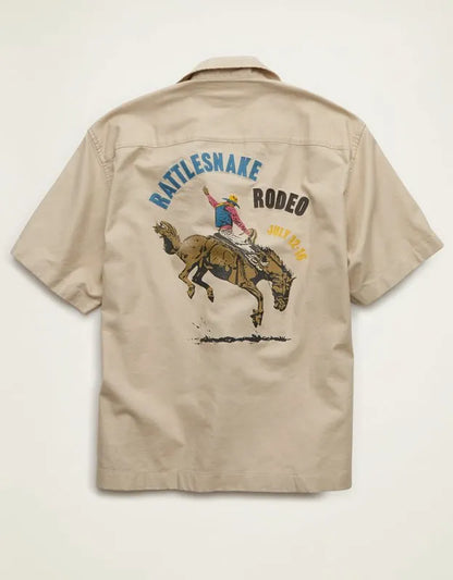 AE Relaxed Fit Camp Collar Button-Up Shirt