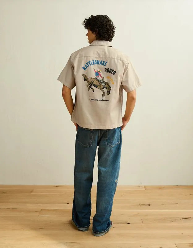 AE Relaxed Fit Camp Collar Button-Up Shirt