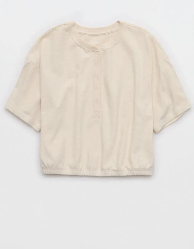 OFFLINE By Aerie Pique Henley Short Sleeve T-Shirt