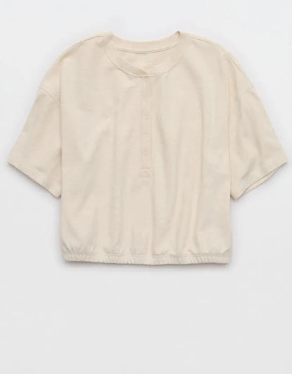 OFFLINE By Aerie Pique Henley Short Sleeve T-Shirt