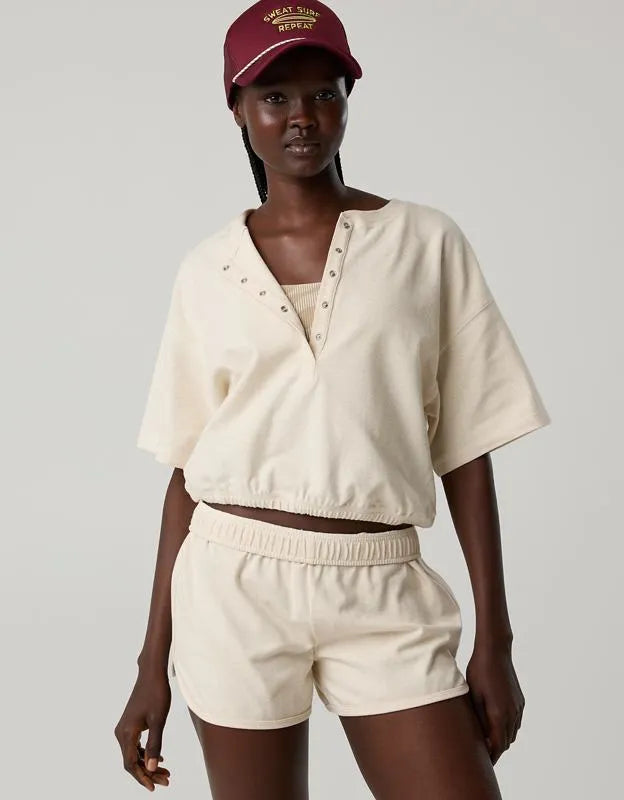 OFFLINE By Aerie Pique Henley Short Sleeve T-Shirt