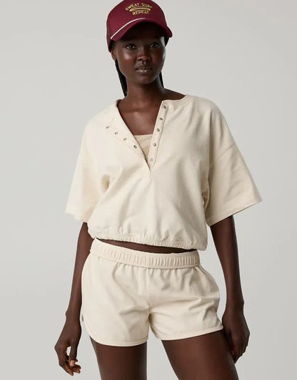 OFFLINE By Aerie Pique Henley Short Sleeve T-Shirt