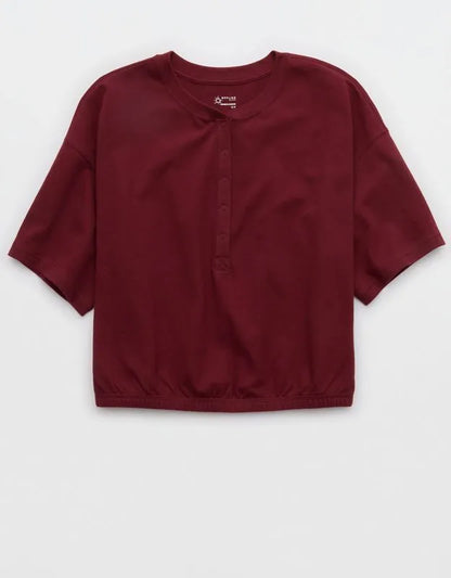 OFFLINE By Aerie Pique Henley Short Sleeve T-Shirt