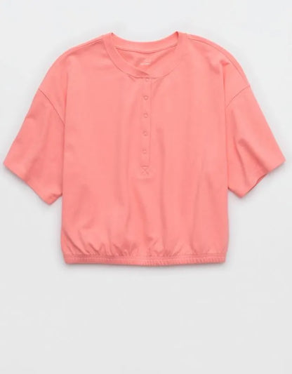 OFFLINE By Aerie Pique Henley Short Sleeve T-Shirt
