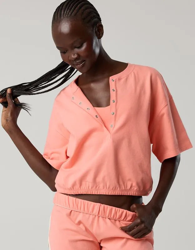 OFFLINE By Aerie Pique Henley Short Sleeve T-Shirt