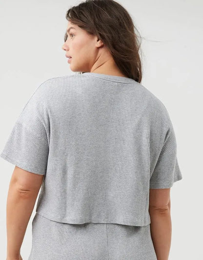 OFFLINE By Aerie Wow! Waffle Cropped Henley Short Sleeve T-Shirt