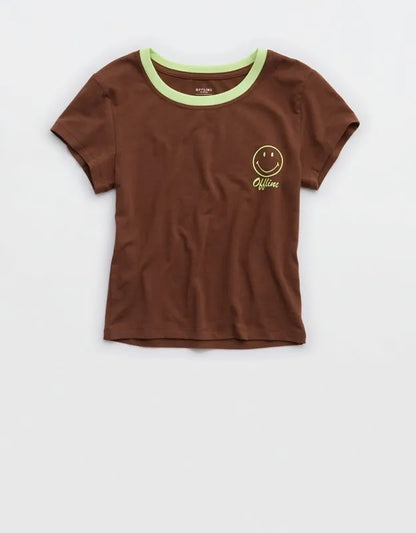 OFFLINE By Aerie | Smiley® Let's Stretch Ringer T-Shirt