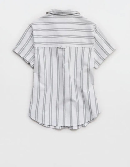 OFFLINE By Aerie Oxford Slim Short Sleeve Button Up Shirt