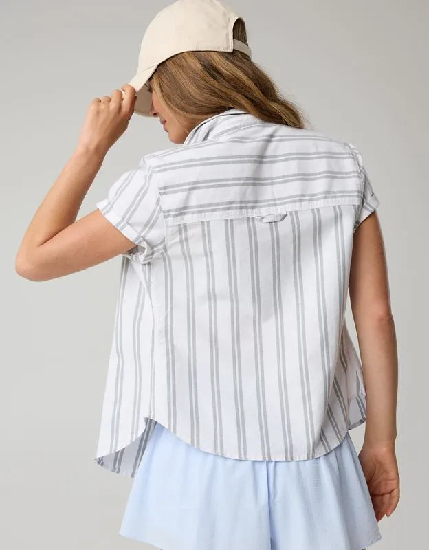 OFFLINE By Aerie Oxford Slim Short Sleeve Button Up Shirt