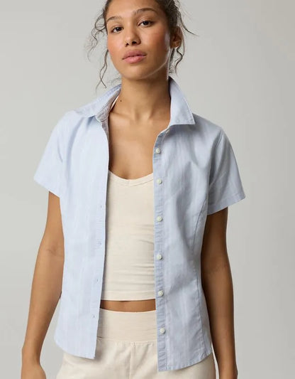 OFFLINE By Aerie Oxford Slim Short Sleeve Button Up Shirt