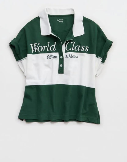 OFFLINE By Aerie Pique Rugby Polo T-Shirt