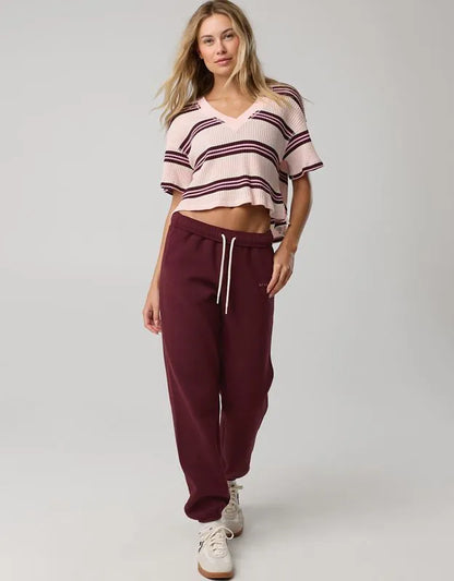 OFFLINE By Aerie Wow! Waffle V Neck Cropped Relaxed Short Sleeve T-Shirt