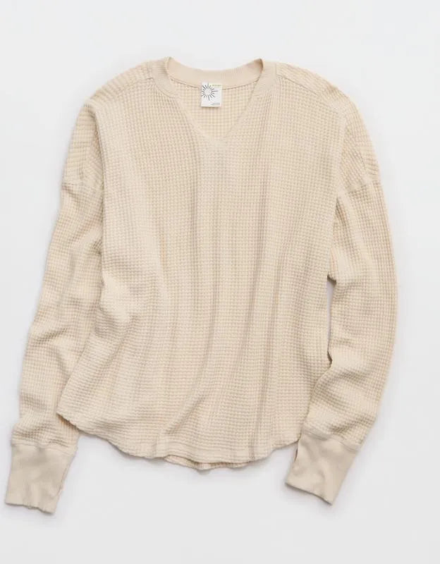 OFFLINE By Aerie Wow! Waffle Notch Neck Long Sleeve T-Shirt