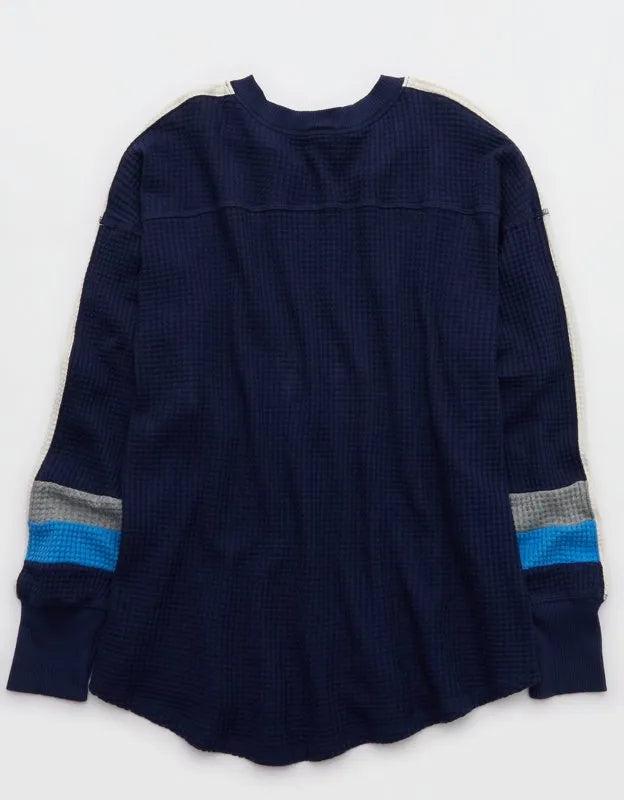 OFFLINE By Aerie Wow! Waffle Notch Neck Long Sleeve T-Shirt