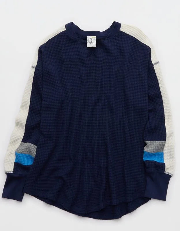 OFFLINE By Aerie Wow! Waffle Notch Neck Long Sleeve T-Shirt