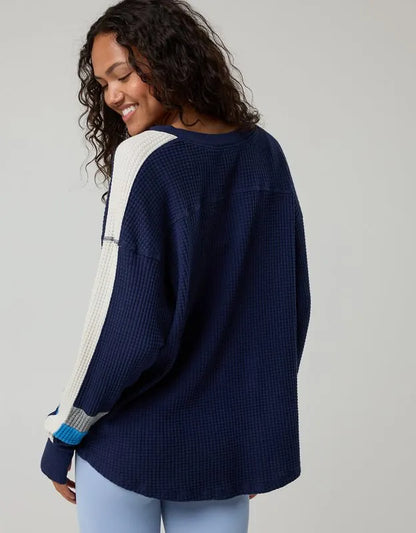 OFFLINE By Aerie Wow! Waffle Notch Neck Long Sleeve T-Shirt