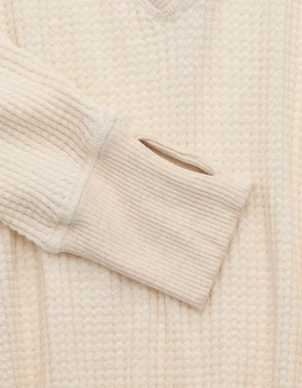OFFLINE By Aerie Wow! Waffle Long Sleeve V Neck T-Shirt