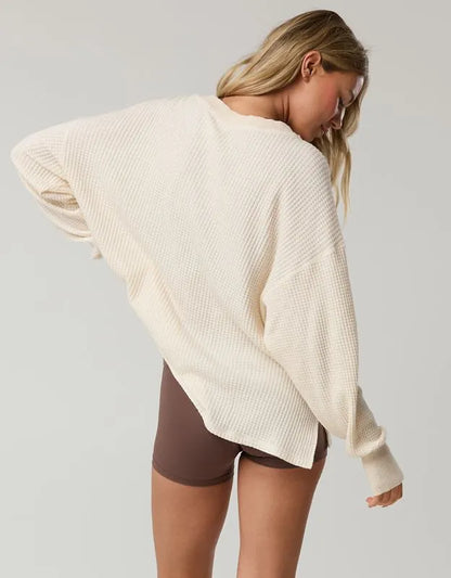OFFLINE By Aerie Wow! Waffle Long Sleeve V Neck T-Shirt