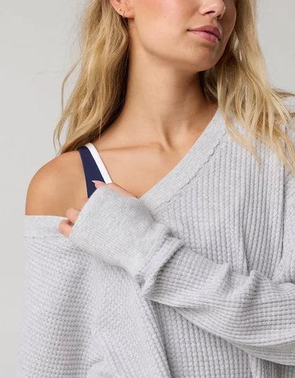 OFFLINE By Aerie Wow! Waffle Long Sleeve V Neck T-Shirt