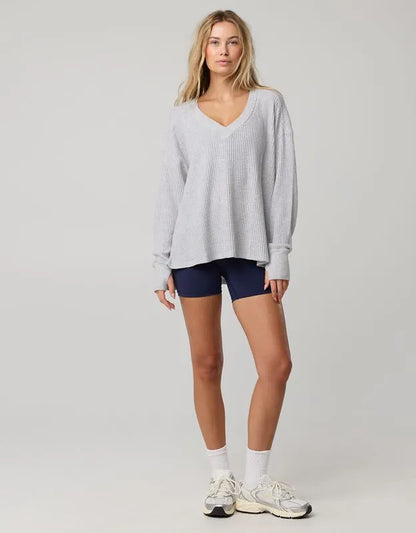 OFFLINE By Aerie Wow! Waffle Long Sleeve V Neck T-Shirt