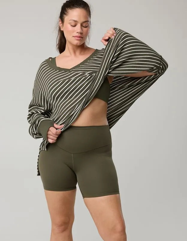 OFFLINE By Aerie Wow! Waffle Long Sleeve V Neck T-Shirt