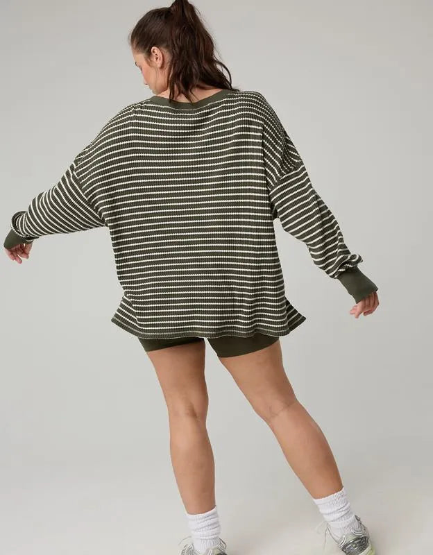 OFFLINE By Aerie Wow! Waffle Long Sleeve V Neck T-Shirt