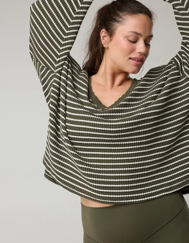 OFFLINE By Aerie Wow! Waffle Long Sleeve V Neck T-Shirt