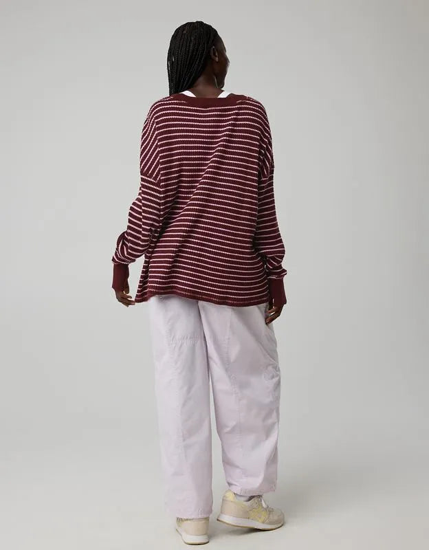 OFFLINE By Aerie Wow! Waffle Long Sleeve V Neck T-Shirt