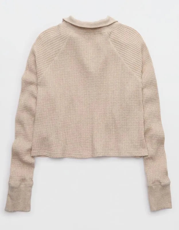 OFFLINE By Aerie Wow! Waffle Mockneck Henley Long Sleeve T-Shirt