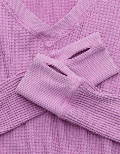 OFFLINE By Aerie Wow! Waffle Long Sleeve V Neck T-Shirt