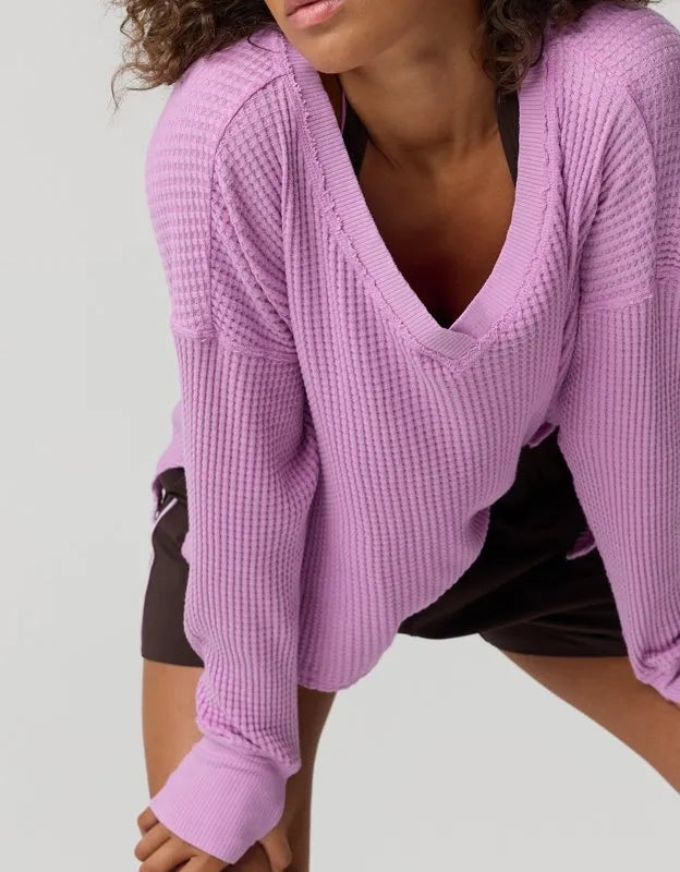 OFFLINE By Aerie Wow! Waffle Long Sleeve V Neck T-Shirt