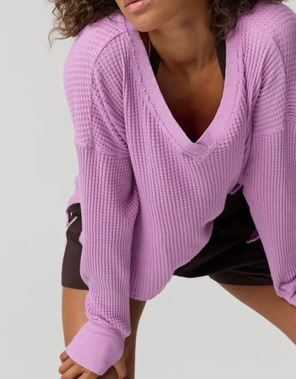 OFFLINE By Aerie Wow! Waffle Long Sleeve V Neck T-Shirt