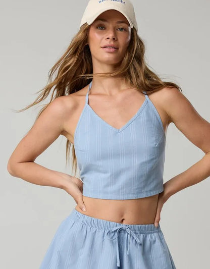 OFFLINE By Aerie Oxford Tie Back Tank Top