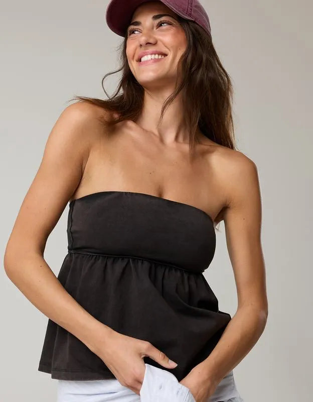 OFFLINE By Aerie OG Cotton Peplum Tube Top