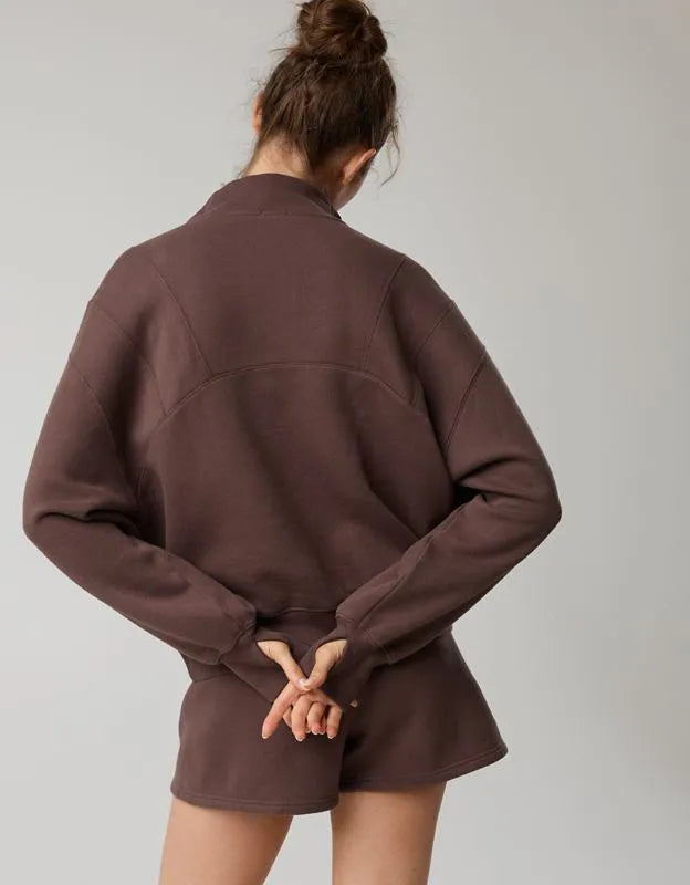 OFFLINE By Aerie Cloud Fleece Seamed Quarter Zip Sweatshirt