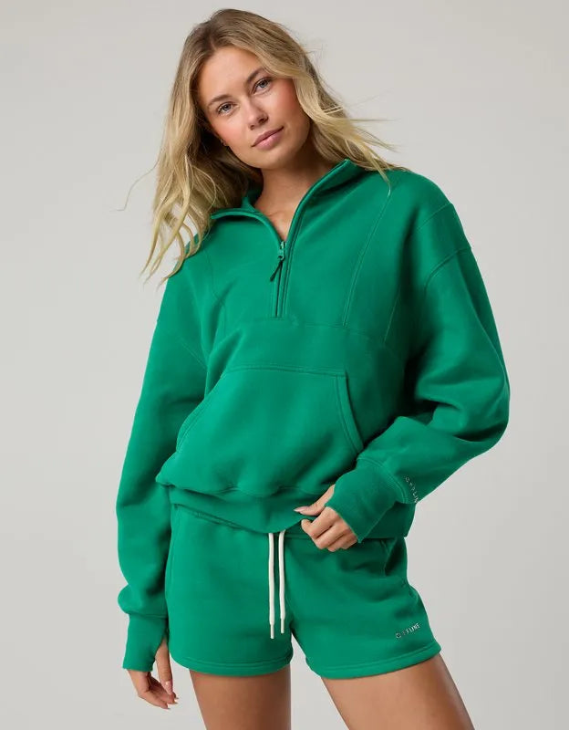 OFFLINE By Aerie Cloud Fleece Seamed Quarter Zip Sweatshirt