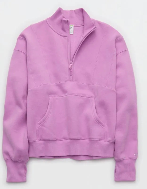 OFFLINE By Aerie Cloud Fleece Seamed Quarter Zip Sweatshirt