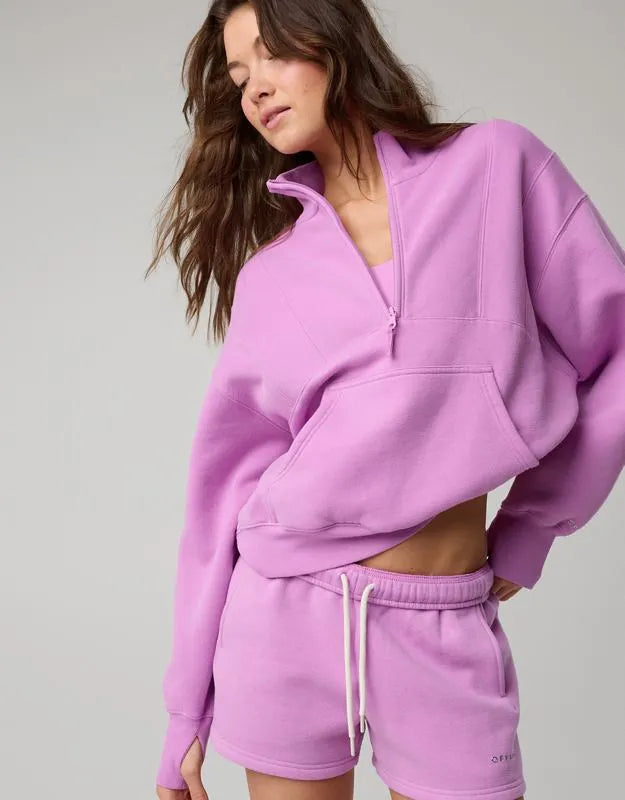 OFFLINE By Aerie Cloud Fleece Seamed Quarter Zip Sweatshirt