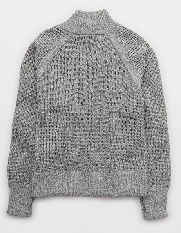 OFFLINE By Aerie Cool Down Quarter Zip Waffle Sweater