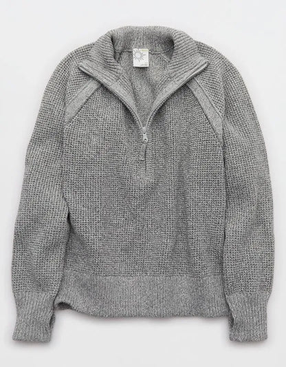OFFLINE By Aerie Cool Down Quarter Zip Waffle Sweater
