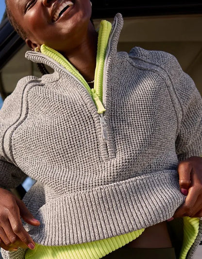 OFFLINE By Aerie Cool Down Quarter Zip Waffle Sweater