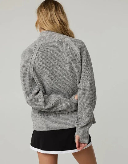 OFFLINE By Aerie Cool Down Quarter Zip Waffle Sweater