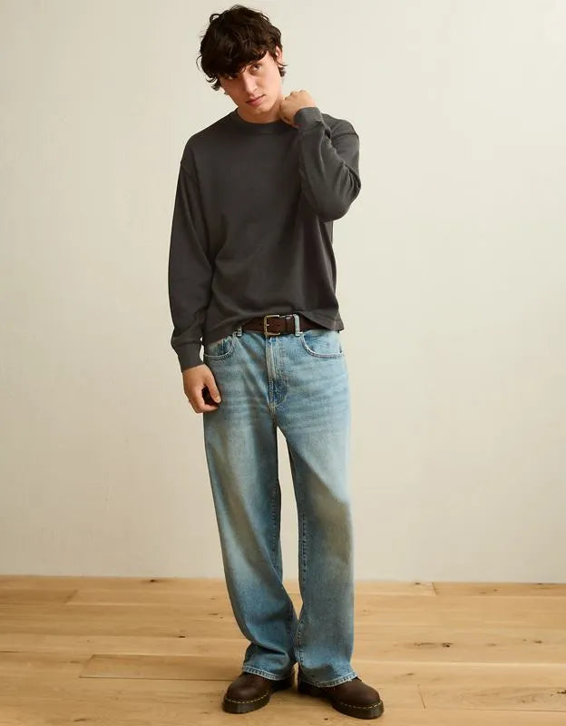 AE Boxy Fit Garment-Washed Thermal Shirt