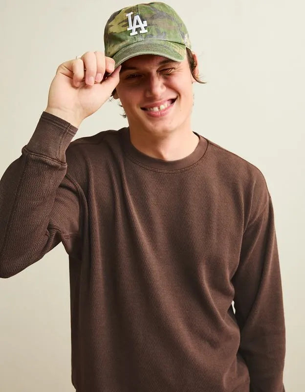 AE Boxy Fit Garment-Washed Thermal Shirt