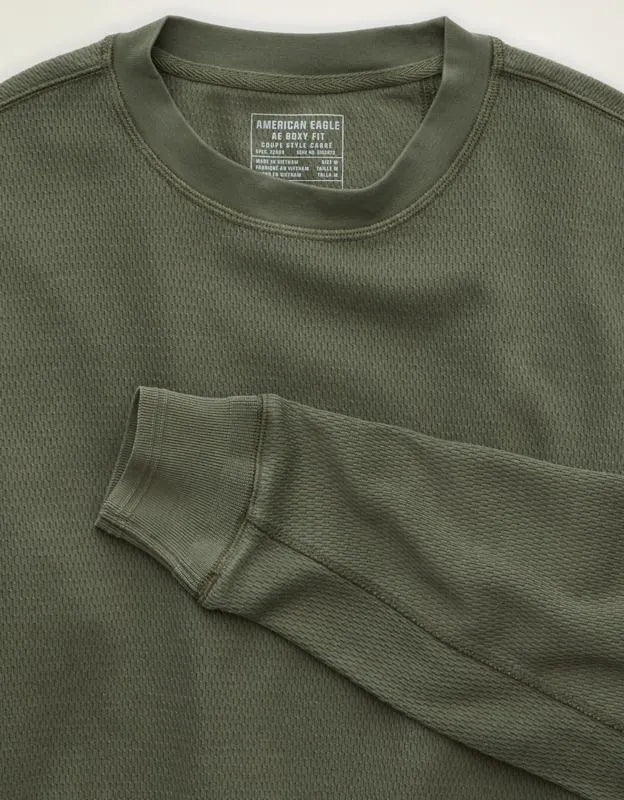 AE Boxy Fit Garment-Washed Thermal Shirt
